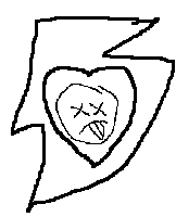 face in heart in bolt
